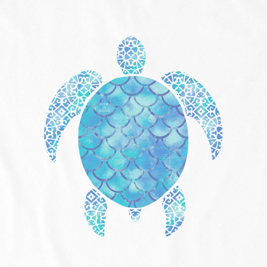 Women Life is Good Graphic Tees | Women'S Iridescent Turtle Crusher Vee Cloud White