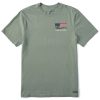 Men Life is Good Graphic Tees | Men'S Flag Forest Lig Short Sleeve Tee Moss Green