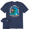 Men Life is Good Graphic Tees | Men'S Groovy Happiness Comes In Waves Short Sleeve Tee Darkest Blue