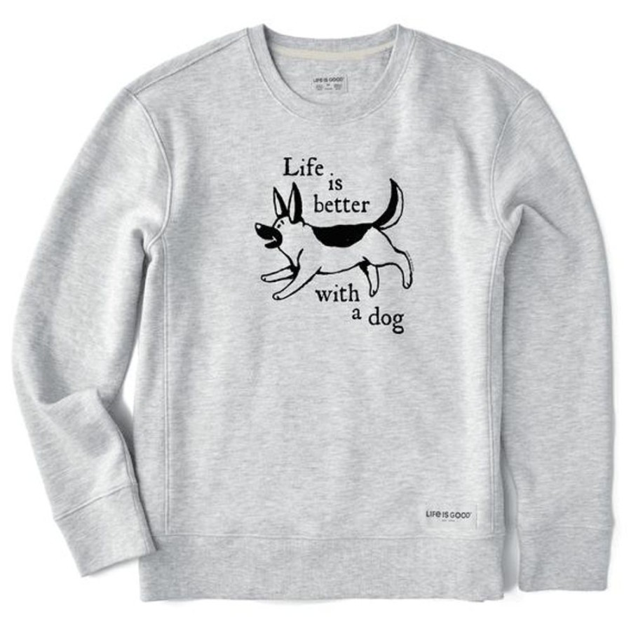 Women Life is Good Sweatshirts & Hoodies | Women'S Life Is Better With A Dog German Shepherd Simply True Crew Light Heather Gray