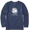 Kids Life is Good Graphic Tees | Kids Baseball Sketch Long Sleeve Crusher Tee Darkest Blue