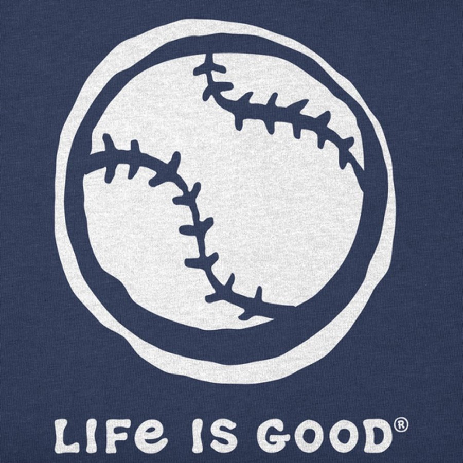 Kids Life is Good Graphic Tees | Kids Baseball Sketch Long Sleeve Crusher Tee Darkest Blue