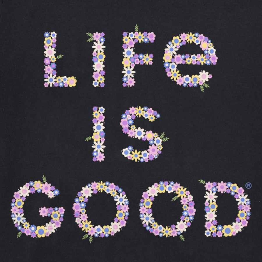 Women Life is Good Sweatshirts & Hoodies | Women'S Branded Clean Patterna Life Is Good Simply True Fleece Crew Jet Black