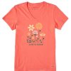 Women Life is Good Graphic Tees | Women'S Linear Garden Short Sleeve Vee Mango Orange