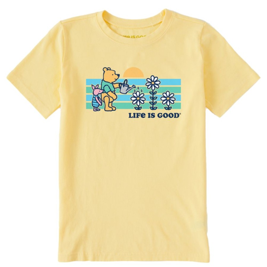 Kids Life is Good Graphic Tees | Kids Vintage Winnie & P Flowers Crusher Tee Sandy Yellow