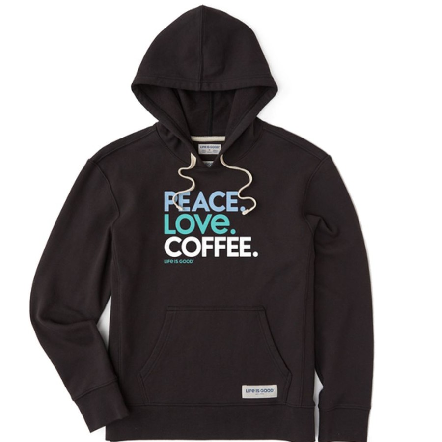 Women Life is Good Sweatshirts & Hoodies | Women'S Peace Love Coffee Simply True Fleece Hoodie Jet Black