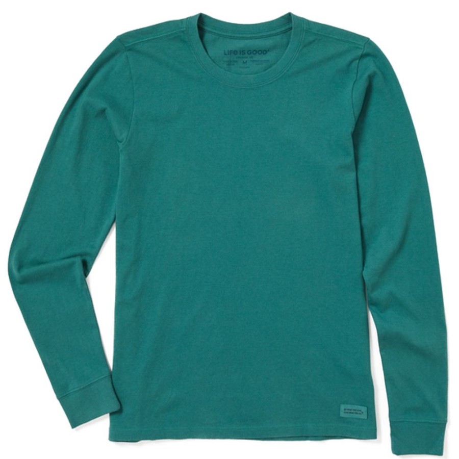 Women Life is Good Solid Tees | Women'S Solid Long Sleeve Tee Spruce Green