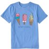 Kids Life is Good Graphic Tees | Kids Ice Cream Trio Stay Cool Crusher Tee Cornflower Blue