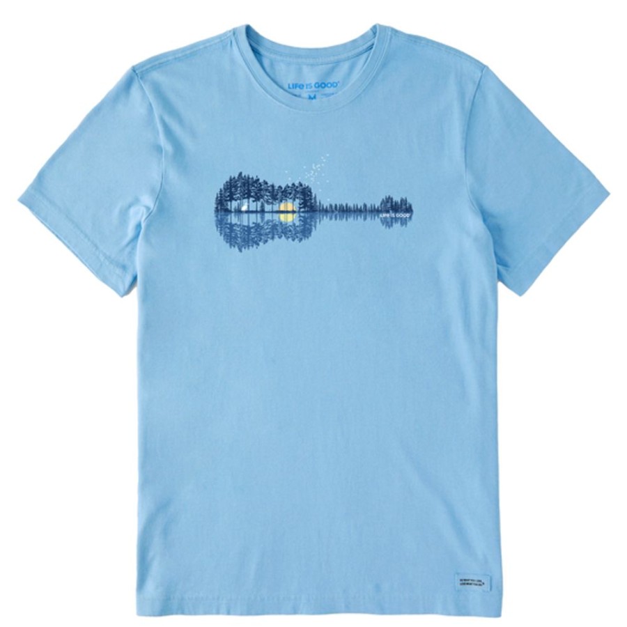 Men Life is Good Graphic Tees | Men'S Pine Guitarscape Short Sleeve Tee Cool Blue