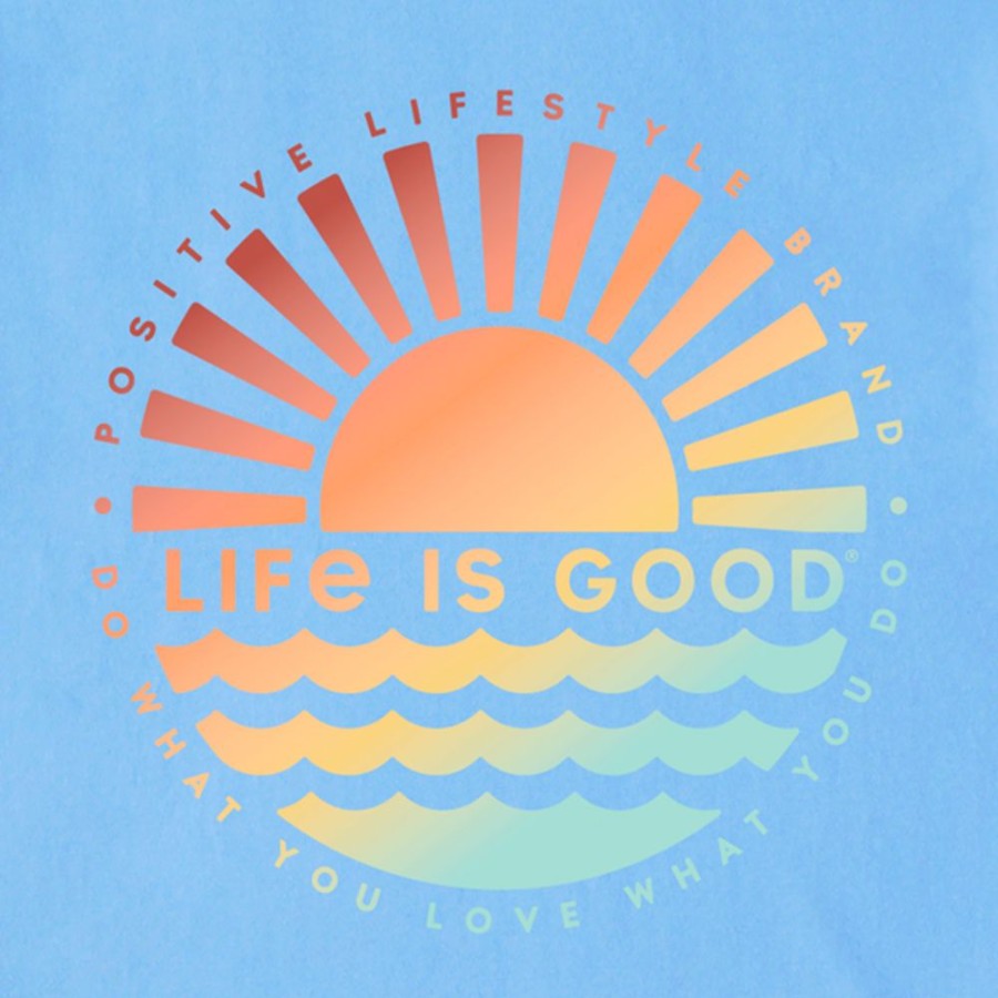 Men Life is Good Graphic Tees | Men'S Sunset On The Water Long Sleeve Crusher-Lite Tee Cool Blue