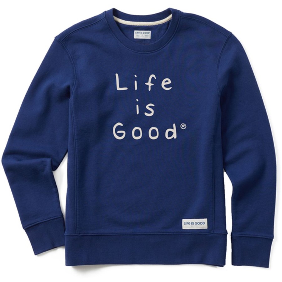 Women Life is Good Sweatshirts & Hoodies | Women'S Quirky Stacked Lig Simply True Fleece Crew Darkest Blue