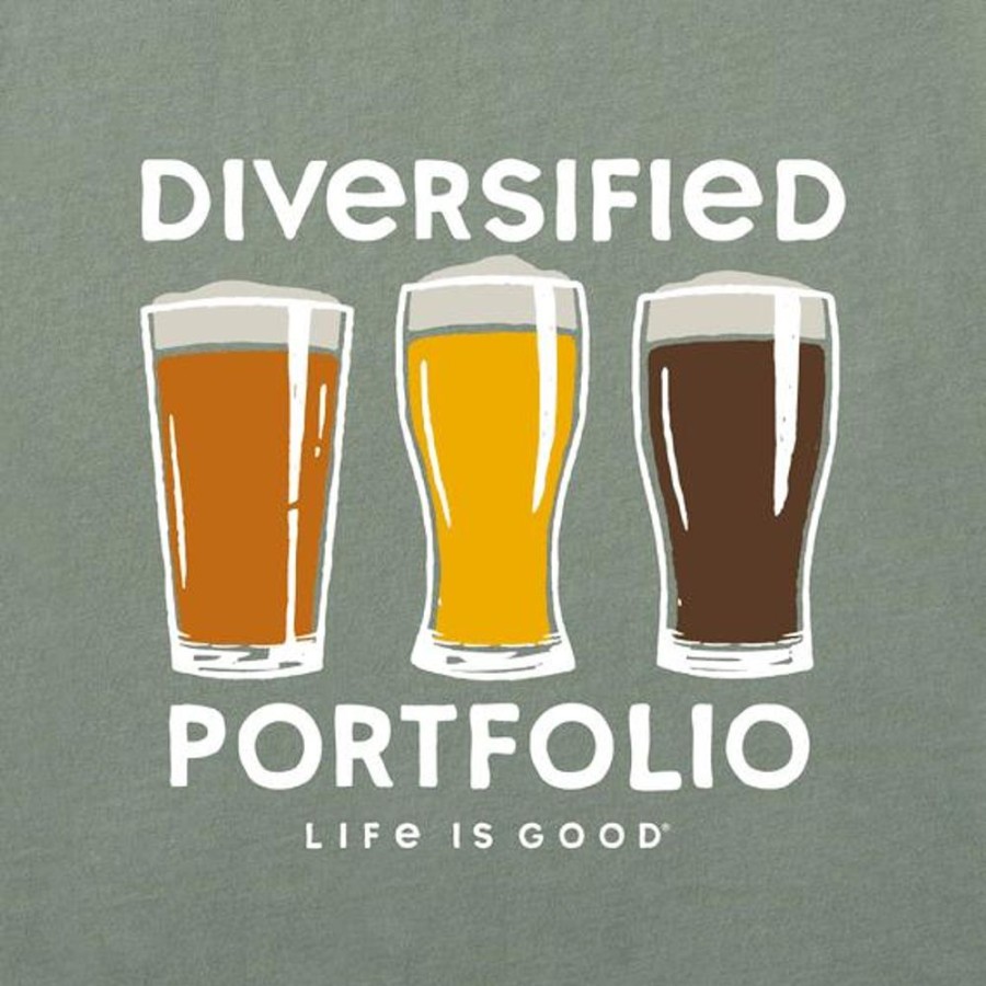 Men Life is Good Graphic Tees | Men'S Diversified Portfolio Beer Short Sleeve Tee Moss Green