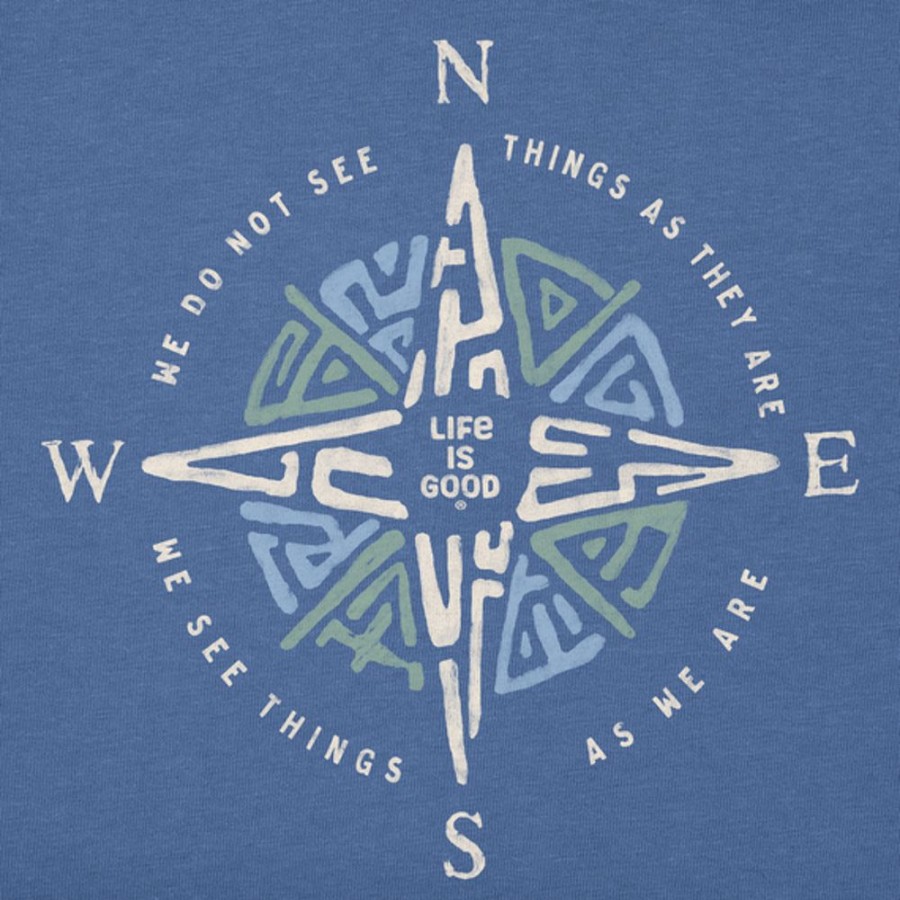 Men Life is Good Graphic Tees | Men'S Tribal Compass Crusher Tee Vintage Blue