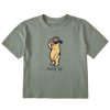 Women Life is Good Boxy Tees | Women'S Storybook Giddy Up Winnie Boxy Crusher Tee Moss Green