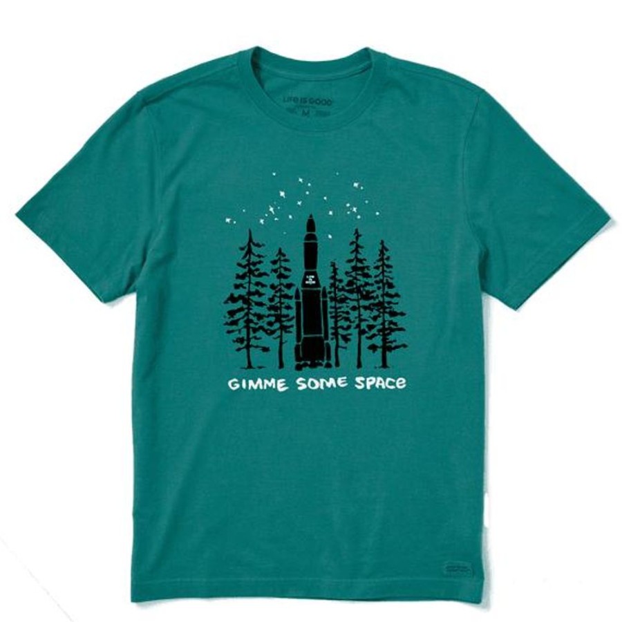 Men Life is Good Graphic Tees | Men'S Gimme Some Space Rocket Crusher Tee Spruce Green