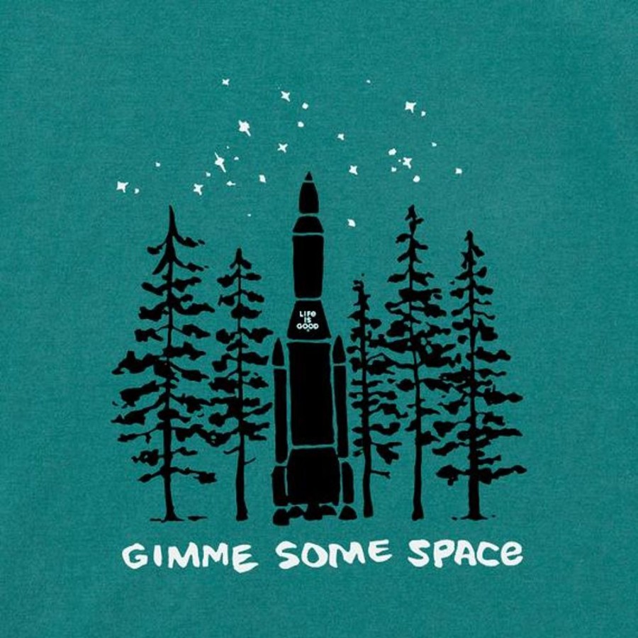 Men Life is Good Graphic Tees | Men'S Gimme Some Space Rocket Crusher Tee Spruce Green