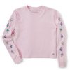 Women Life is Good Boxy Tees | Women'S Ice Cream Party Long Sleeve Boxy Crusher Tee Seashell Pink