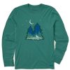 Men Life is Good Graphic Tees | Men'S Macro Evergreen Wolf Long Sleeve Crusher Tee Spruce Green