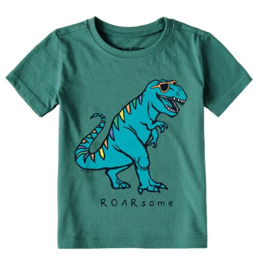 Kids Life is Good | Toddler Rad Roarsome Dino Crusher Tee Spruce Green