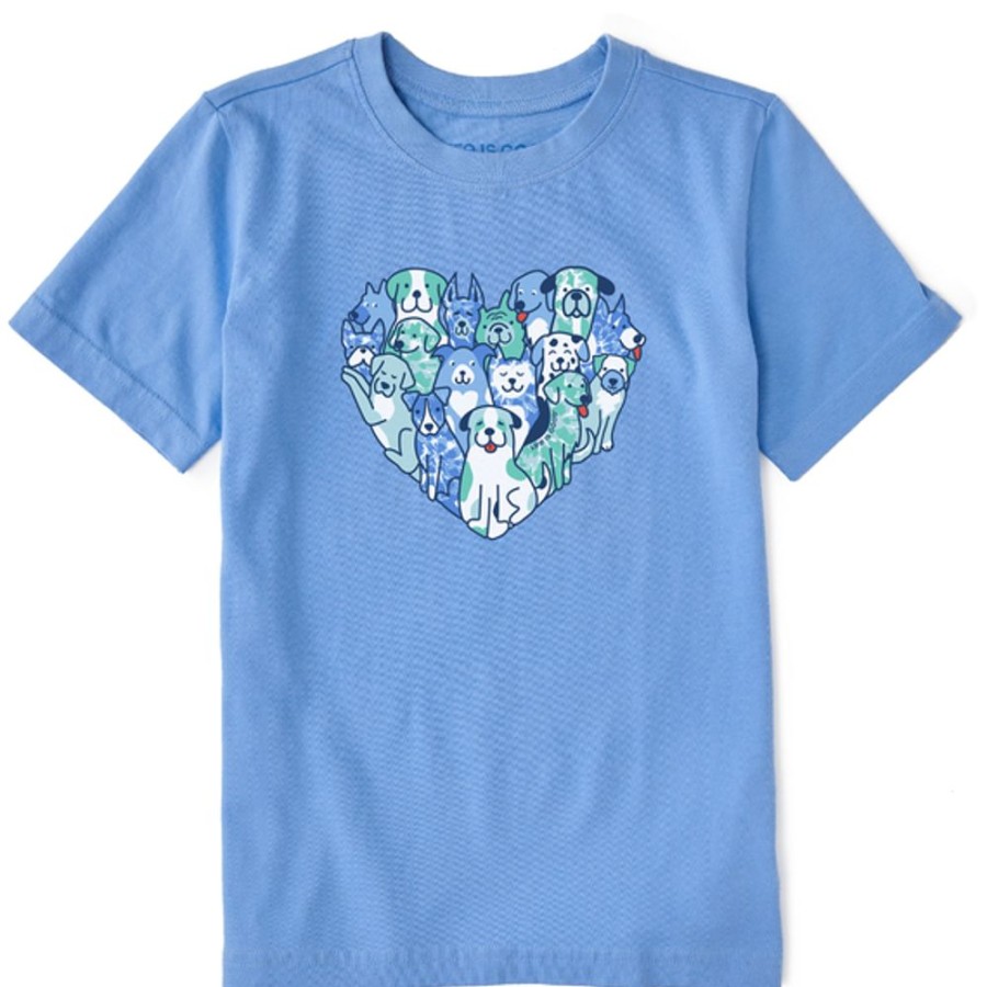 Kids Life is Good Graphic Tees | Kids Tie Dye Heart Of Dogs Crusher Tee Cornflower Blue