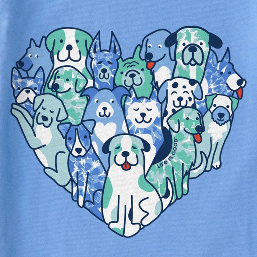 Kids Life is Good Graphic Tees | Kids Tie Dye Heart Of Dogs Crusher Tee Cornflower Blue