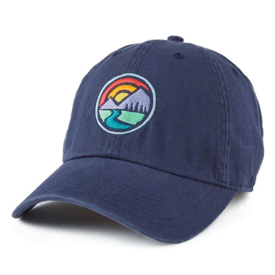 Women Life is Good Hats | Sunset Breathe Circle Chill Cap Darkest Blue