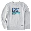 Women Life is Good Sweatshirts & Hoodies | Women'S Peace Love Coffee Simply True Fleece Crew Light Heather Gray