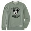 Men Life is Good Sweatshirts & Hoodies | Men'S Clean Steamboat Willie Good Day Simply True Fleece Crew Moss Green