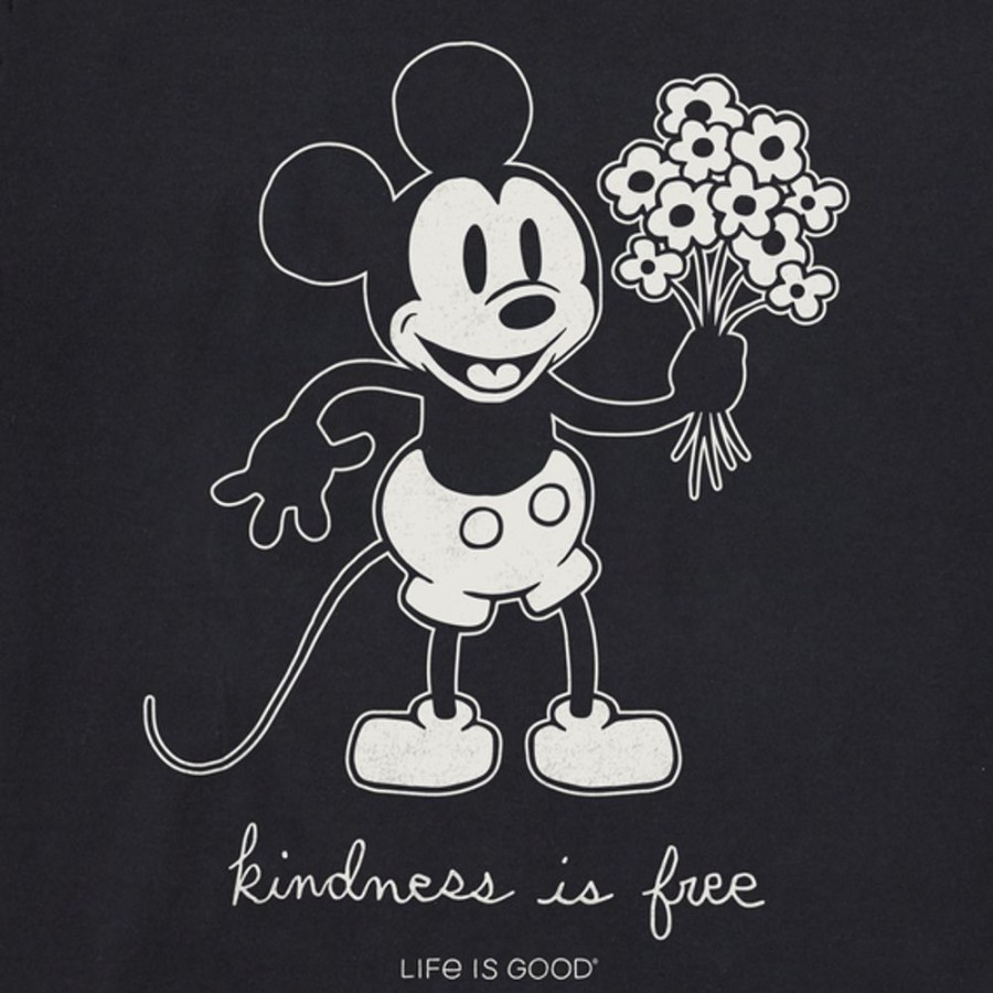 Women Life is Good Graphic Tees | Women'S Clean Steamboat Willie Kindness Bouquet Short Sleeve Tee Jet Black