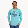 Men Life is Good Graphic Tees | Men'S Ballyard Beach Long Sleeve Active Tee Island Blue