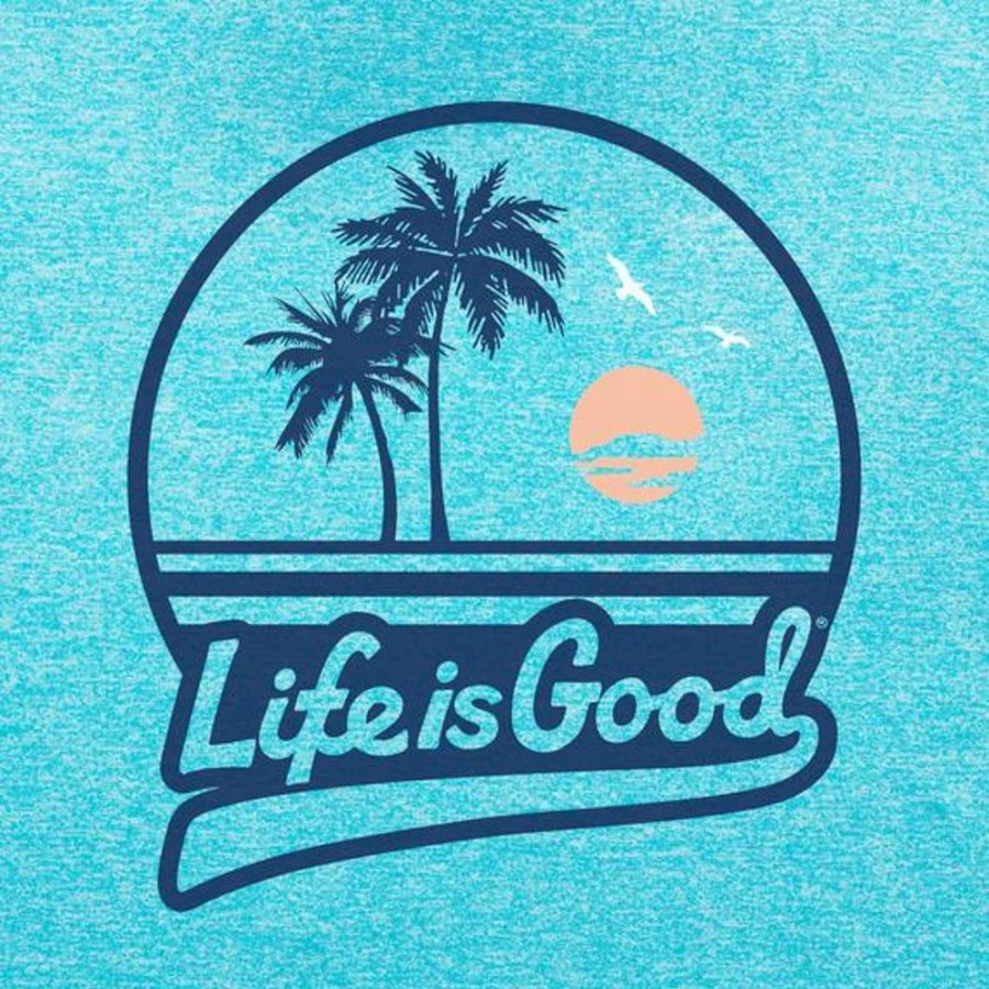 Men Life is Good Graphic Tees | Men'S Ballyard Beach Long Sleeve Active Tee Island Blue