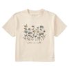 Women Life is Good Boxy Tees | Women'S Realaxed Peaceful Wildflowers & Insects Boxy Crusher Tee Putty White