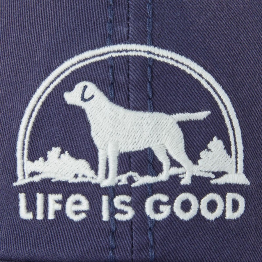 Men Life is Good Hats | Floral Sunset Dog Sunwashed Chill Cap Darkest Blue