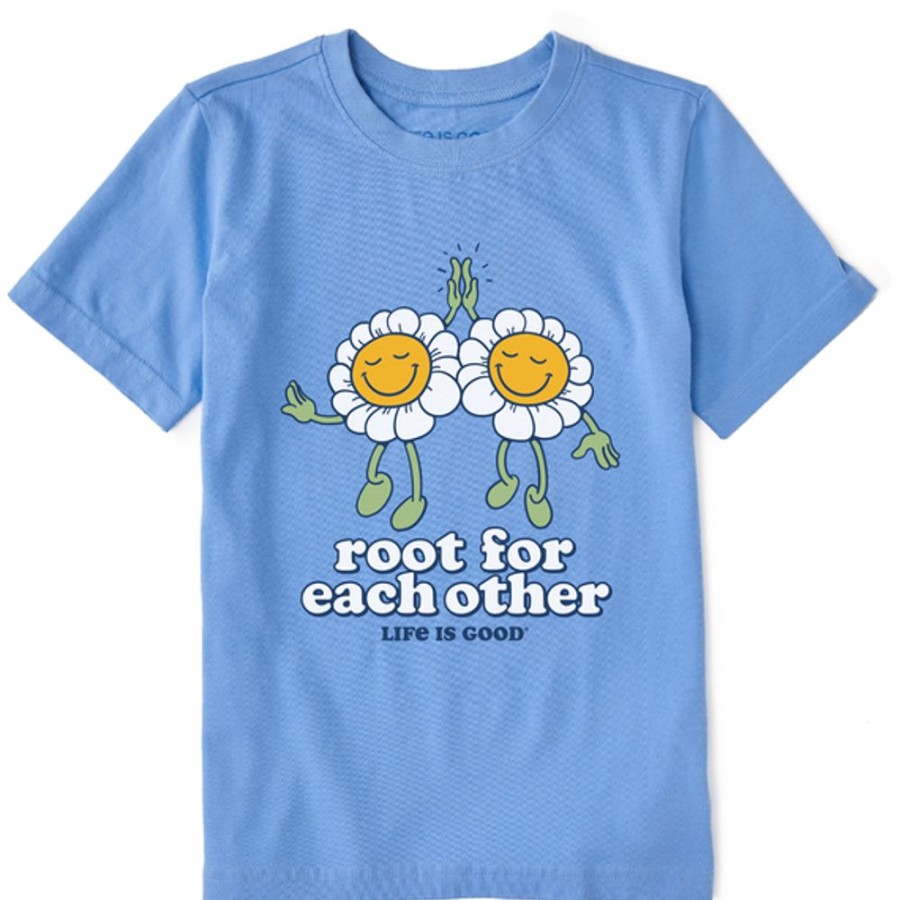 Kids Life is Good Graphic Tees | Kids Clean Root For Each Other Crusher Tee Cornflower Blue