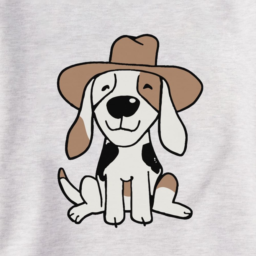 Men Life is Good Sweatshirts & Hoodies | Men'S Quirky Cowboy Pup Simply True Fleece Crew Light Heather Gray