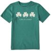 Kids Life is Good Graphic Tees | Kids Irish Shamrocks Crusher Tee Spruce Green