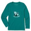 Women Life is Good Graphic Tees | Women'S Snowy Adirondack Cardinal Long Sleeve Crusher Vee Spruce Green