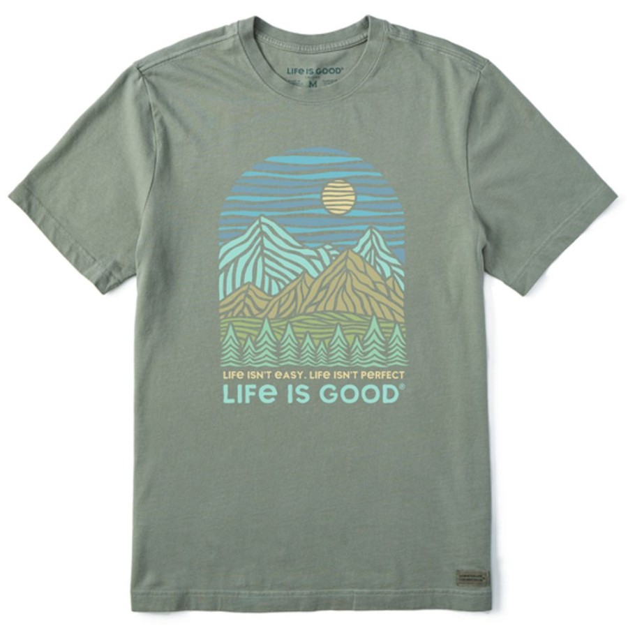 Men Life is Good Graphic Tees | Men'S Life Isn'T Easy Short Sleeve Tee Moss Green