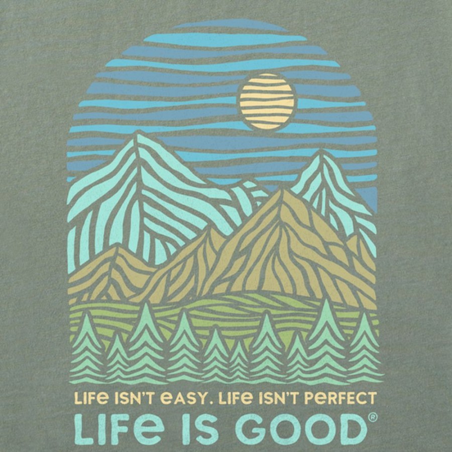 Men Life is Good Graphic Tees | Men'S Life Isn'T Easy Short Sleeve Tee Moss Green