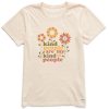 Women Life is Good Graphic Tees | Women'S Kind People Flowers Short Sleeve Tee Putty White