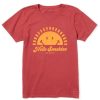 Women Life is Good Graphic Tees | Women'S Hello Sunshine Smiling Sun Crusher Tee Faded Red