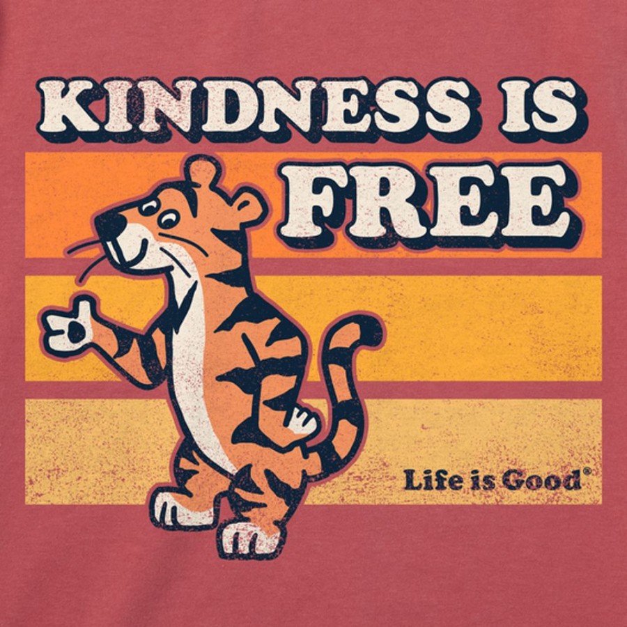 Kids Life is Good Graphic Tees | Kids Vintage Kindness Is Free Tiger Stripes Crusher Tee Faded Red