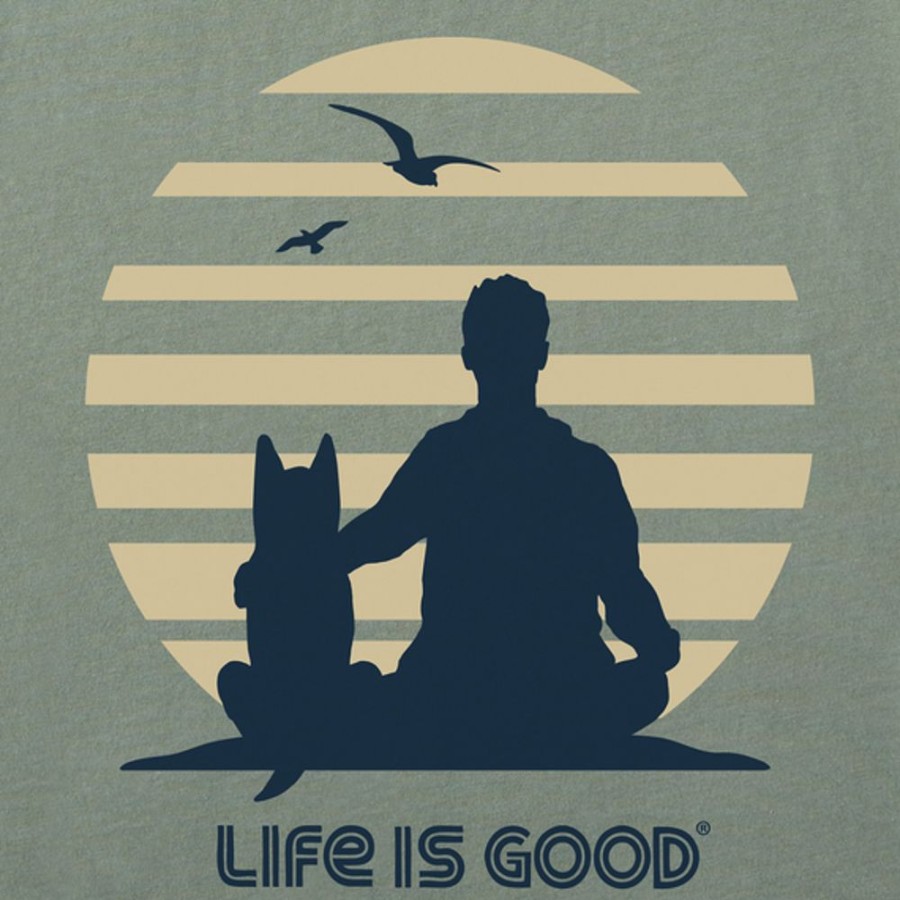 Men Life is Good Graphic Tees | Men'S 70'S Retro Beach View Short Sleeve Tee Moss Green