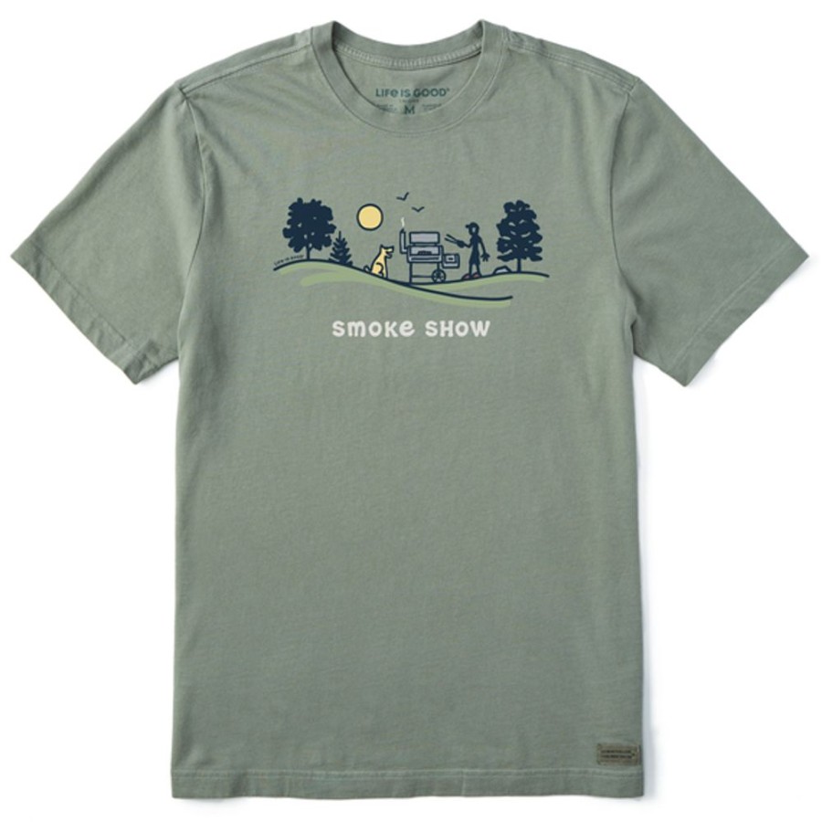 Men Life is Good Graphic Tees | Men'S Vintage Smoke Show Vista Short Sleeve Tee Moss Green