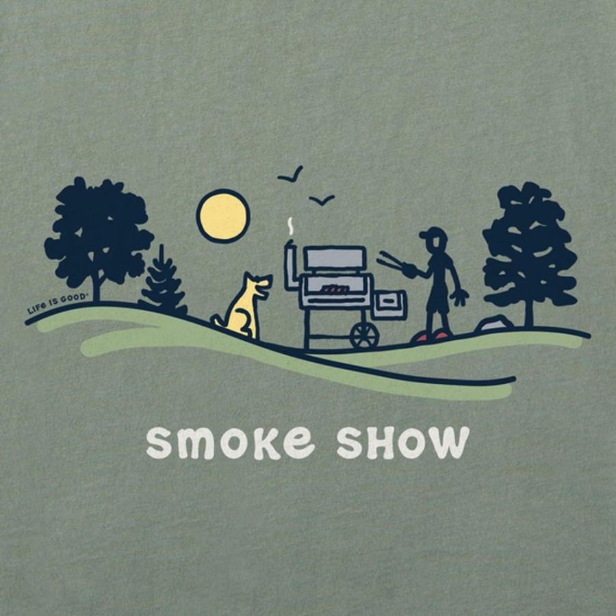 Men Life is Good Graphic Tees | Men'S Vintage Smoke Show Vista Short Sleeve Tee Moss Green