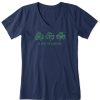 Women Life is Good Graphic Tees | Women'S Woodcut 3 Clovers Crusher Vee Darkest Blue