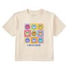 Women Life is Good Boxy Tees | Women'S Clean Checkerboard Smilies Boxy Crusher Tee Putty White