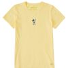 Women Life is Good Graphic Tees | Women'S Clean Steamboat Willie Peace Mini Short Sleeve Tee Sandy Yellow