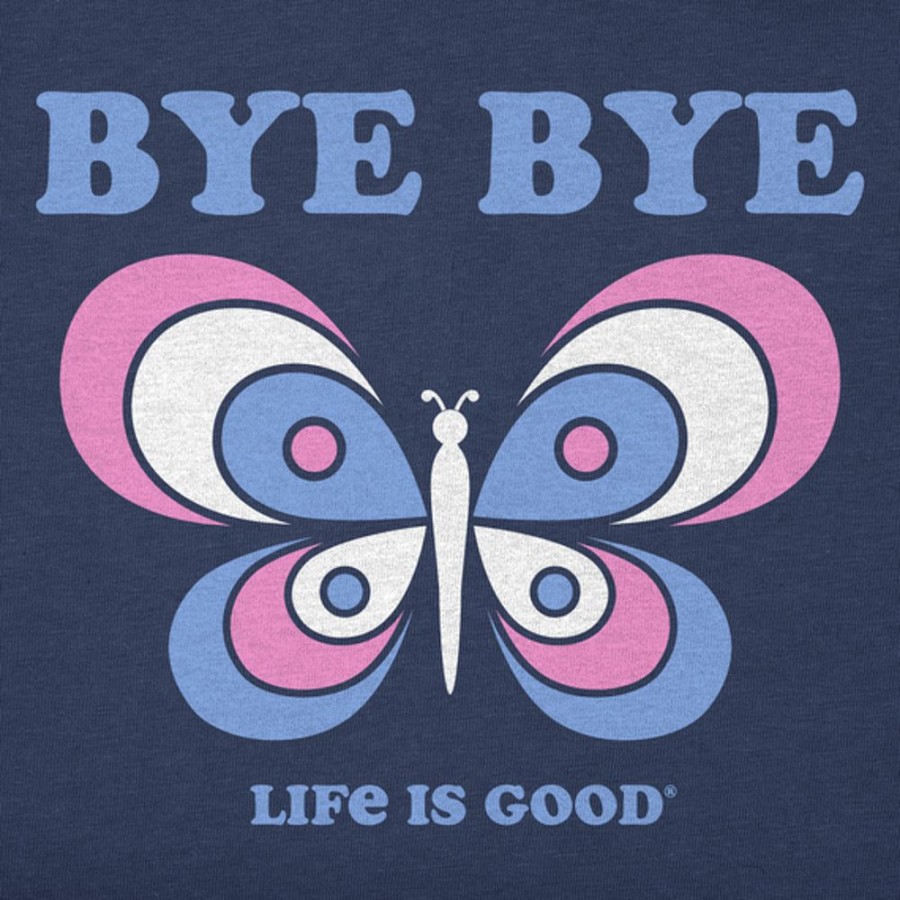 Kids Life is Good Graphic Tees | Kids Clean Bye Bye Butterfly Crusher Tee Darkest Blue