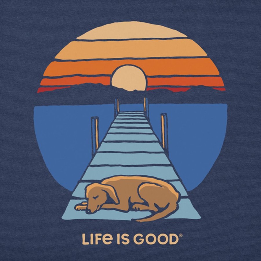 Kids Life is Good Graphic Tees | Kids Dock Dog Sunset Crusher Tee Darkest Blue